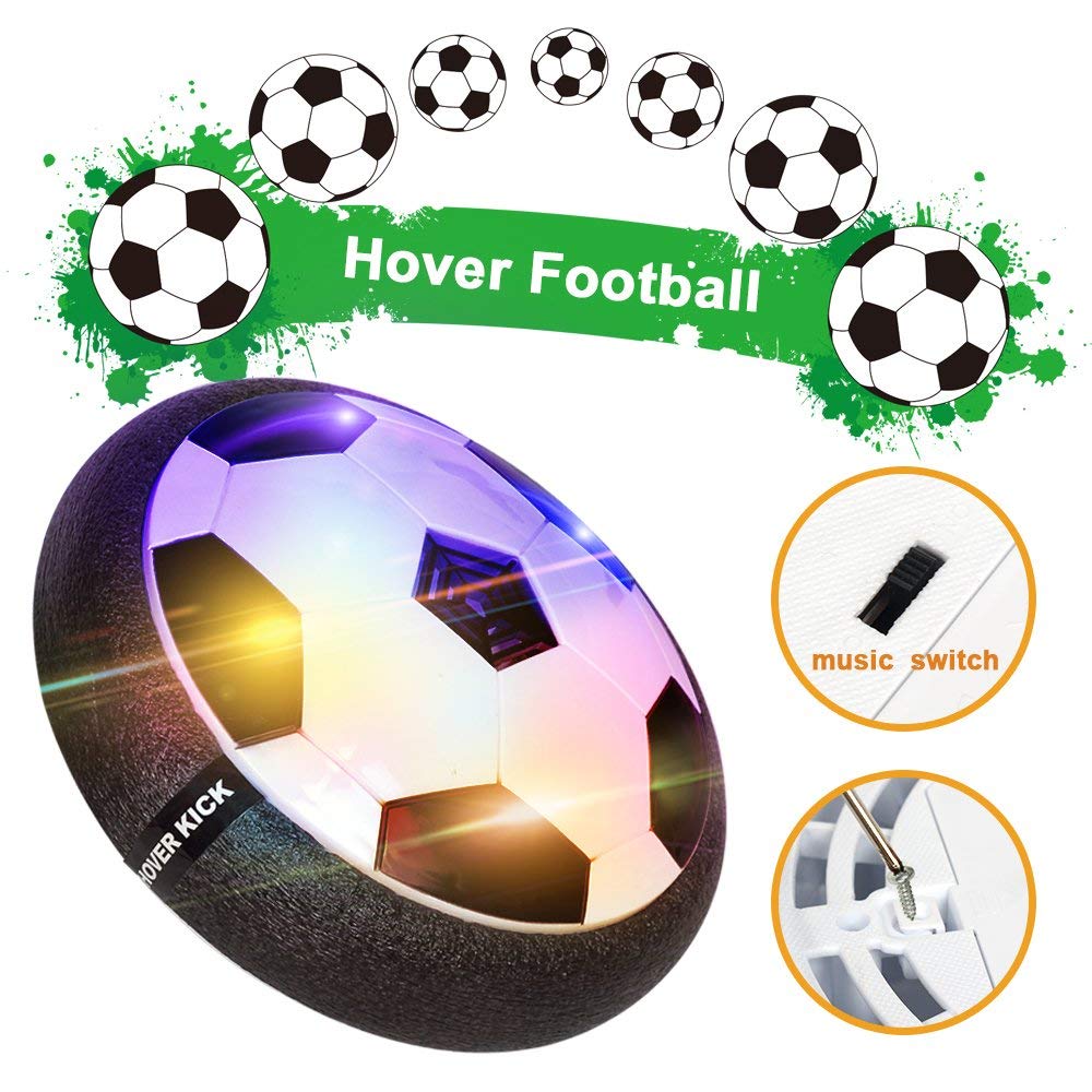 Air Power Fußball - Baztoy Hover Power Ball Indoor Fußball mit LED Beleuchtung, Perfekt zum Spielen in Innenräumen ohne Möbel oder Wände zu beschädigen UPC:710328553194