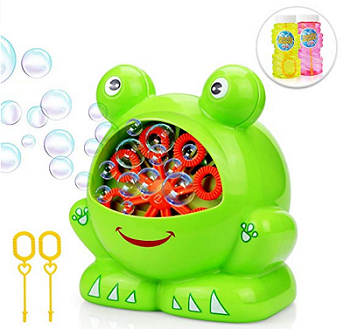 Baztoy Bubble Machine mit 2 Flaschen von Flüssigkeit, Kinder Seifenblasenmaschine Macher Spielzeug Indoor und Outdoor Bubble Maker Spiele für Jungs Mädchen Baby Perfekt für Partys, Hochzeit, Garten Part_Number 321