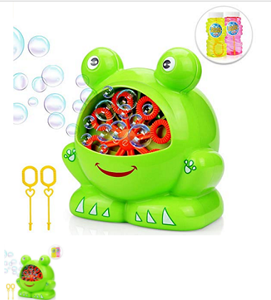 Baztoy Seifenblasenmaschine, Kinderspielzeug Outdoor Bubble Machine mit 2 Flaschen von Seifenblasen Flüssigkeit Bubble Maker Spiele für Garten Party Hochzeit Indoor Gscenke für Jungs Mädchen Baby Part_Number 321