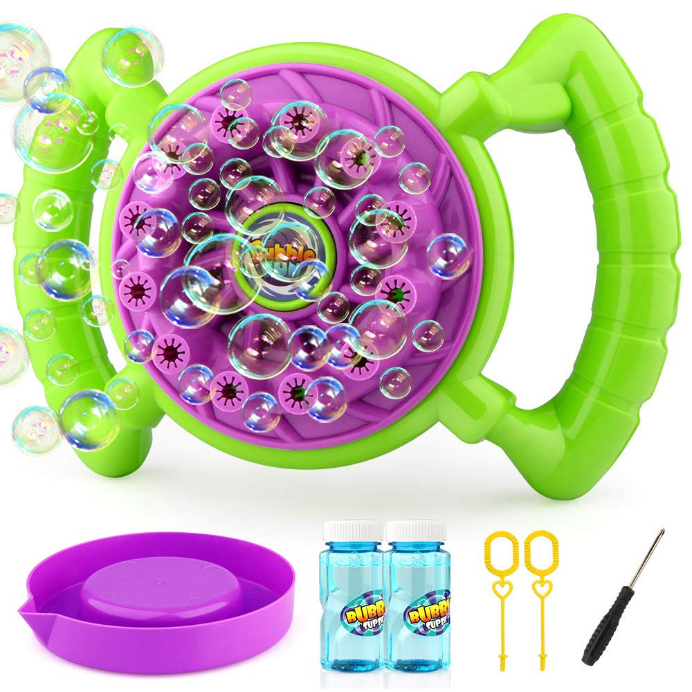 Baztoy Bubble Machine for Kids Toddlers Boys Girls Handheld Bubble Blower Bubble Toys with 2 Bubbles Solution UPC: 745695187307 