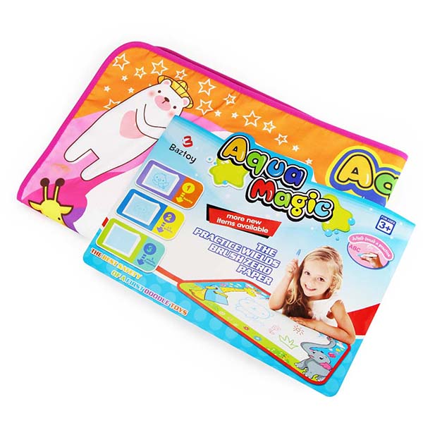 Baztoy Aqua Doodle Pad,Kids Toys Large Magic Water Doodle Drawing Toddlers Painting Board Writing Mat with 6 Colors 2 Magic Pens and 1 Brush for Boys Girls Educational Gift Size 34.5 X 22.5 Inches